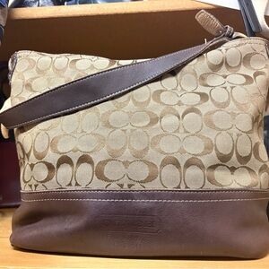 Vintage Coach Signature Brown and Tan Leather Bag